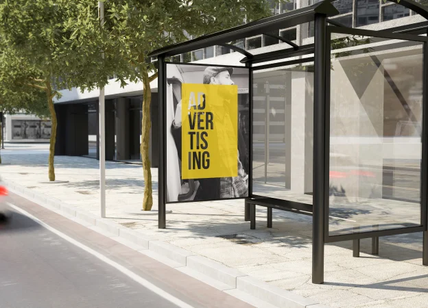 impressions grands formats sur un abri de bus à Villedieu-sur-Indre près de Châteauroux dans l'Indre 36